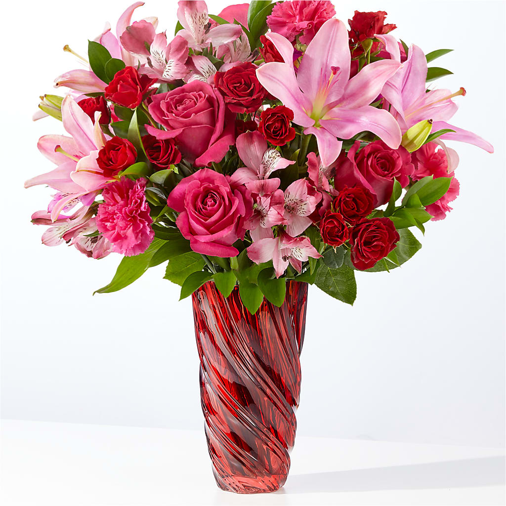 In Love Bouquet with Luxe Swirl Vase – Valley Flower Shoppe, Waverly NY