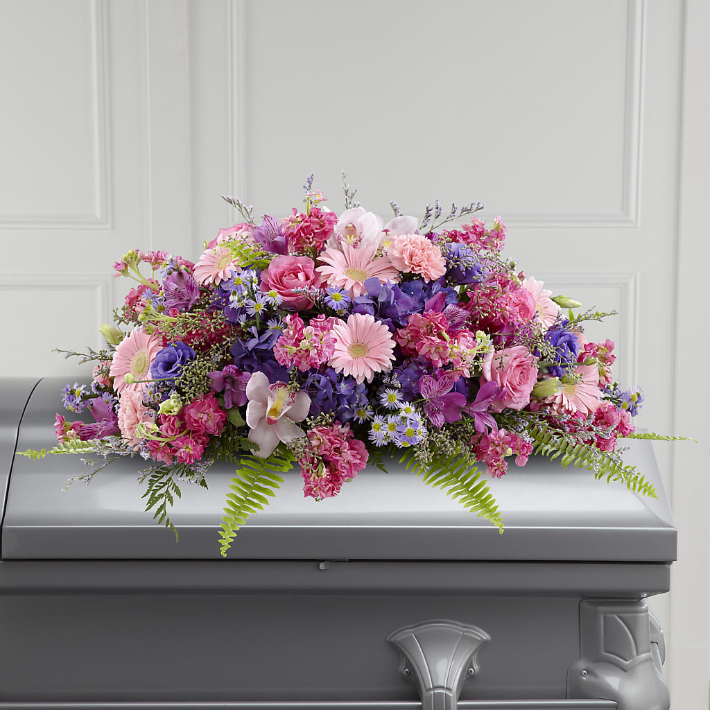 Glorious Garden Casket Spray – Valley Flower Shoppe, Waverly NY