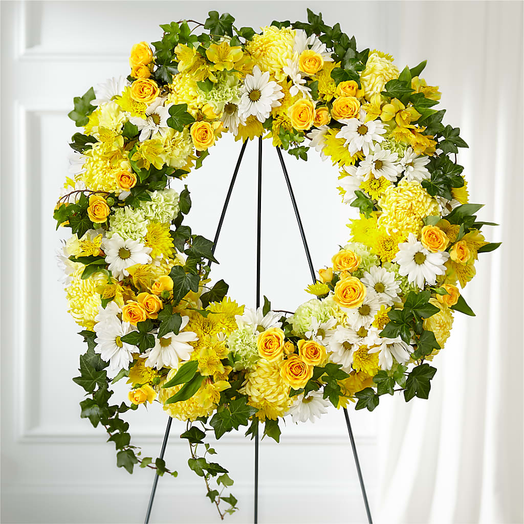 Golden Remembrance Wreath – Valley Flower Shoppe, Waverly NY