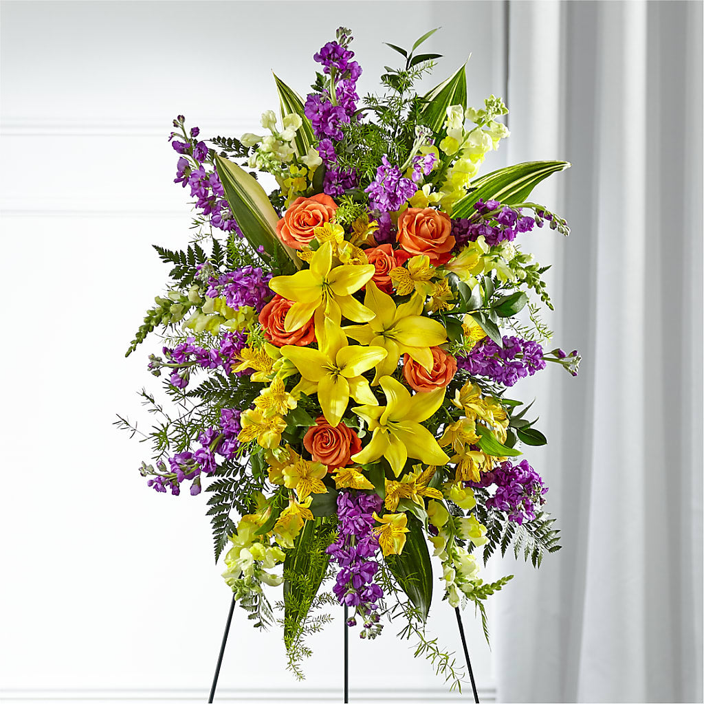 Thoughtful Prayers Standing Spray – Valley Flower Shoppe, Waverly NY