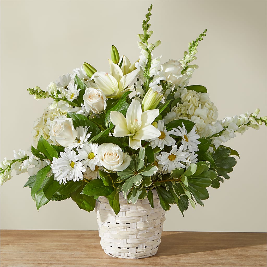 Ivory Elegance Floral Basket – Valley Flower Shoppe, Waverly NY