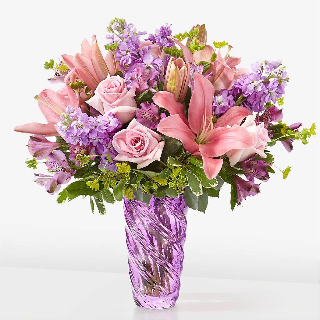 Precious Petals Bouquet with Luxe Swirl Vase – Valley Flower Shoppe, Waverly NY