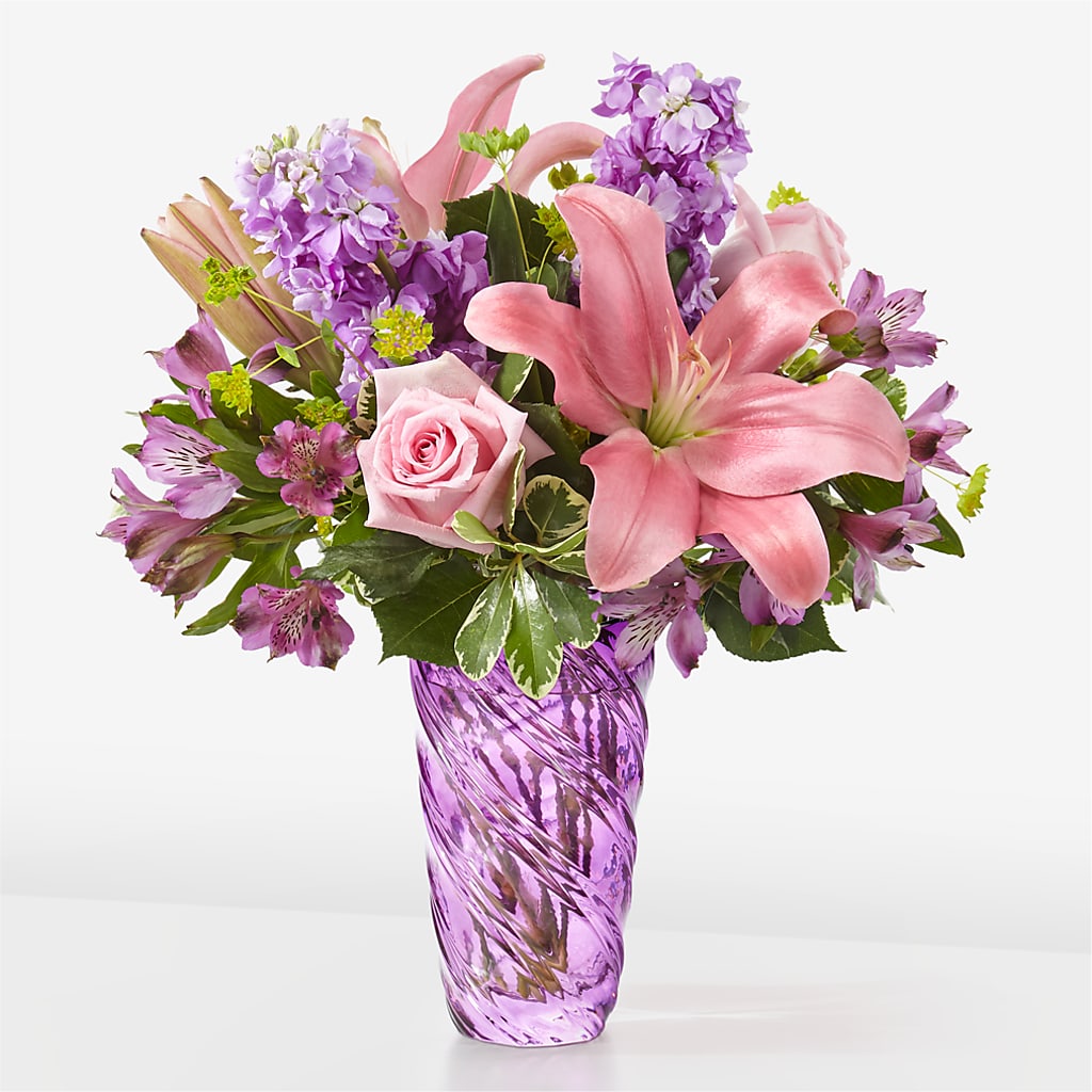 Precious Petals Bouquet with Luxe Swirl Vase – Valley Flower Shoppe, Waverly NY