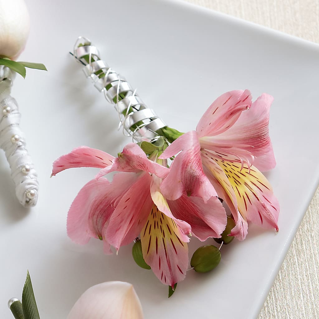 Pink Peruvian Lily Boutonniere – Valley Flower Shoppe, Waverly NY