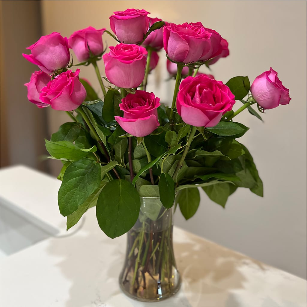 Long Stem Pink Rose Bouquet –  Valley Flower Shoppe, Waverly NY