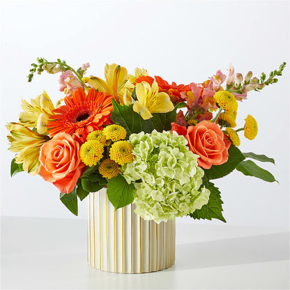 Autumn Sunshine Bouquet with Ivory Vase –  Valley Flower Shoppe, Waverly NY