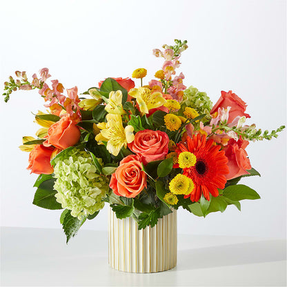 Autumn Sunshine Bouquet with Ivory Vase –  Valley Flower Shoppe, Waverly NY