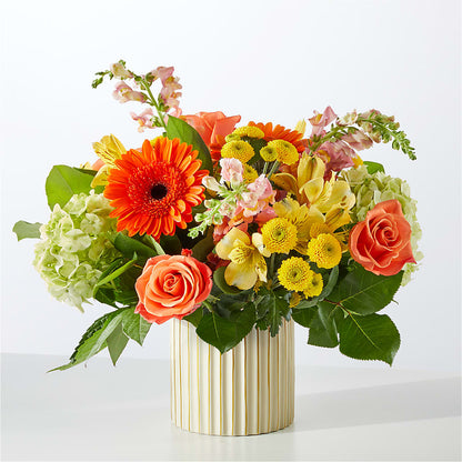 Autumn Sunshine Bouquet with Ivory Vase –  Valley Flower Shoppe, Waverly NY