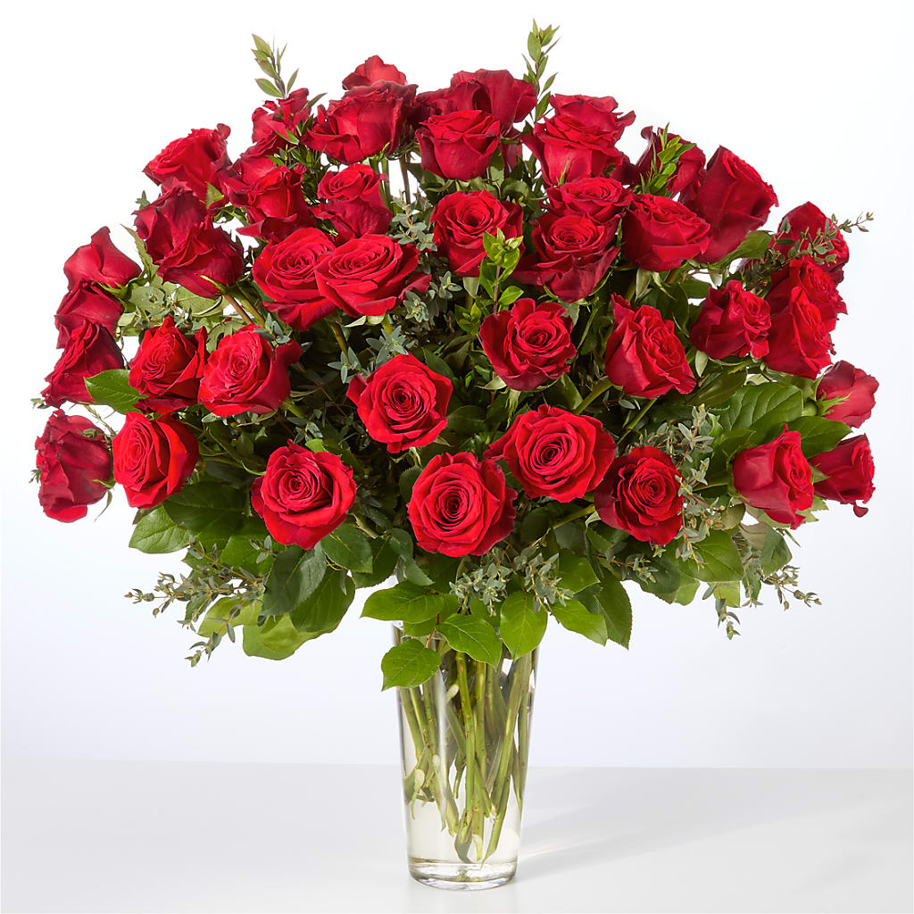 Forever Yours Fifty Stem Red Rose Bouquet –  Valley Flower Shoppe, Waverly NY
